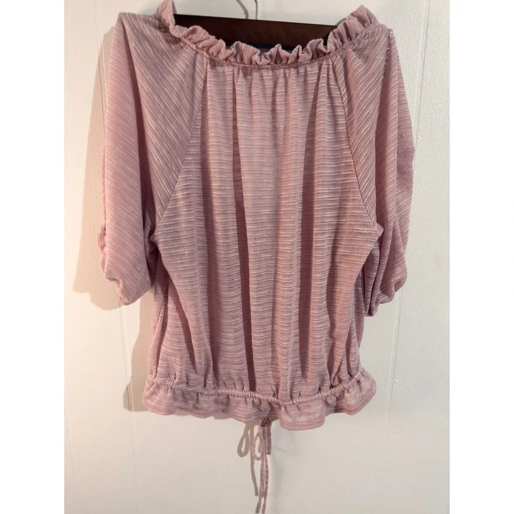 Dorothy Women's Pink Scoop Neck Peasant Crop Top EUC